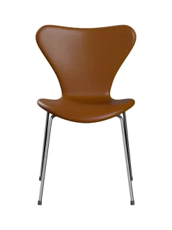 3107 stol, fuldpolstret Soft læder valnød/krom stel af Arne Jacobsen