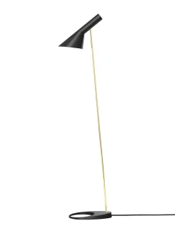 AJ Floor Lamp, black/brass af Arne Jacobsen