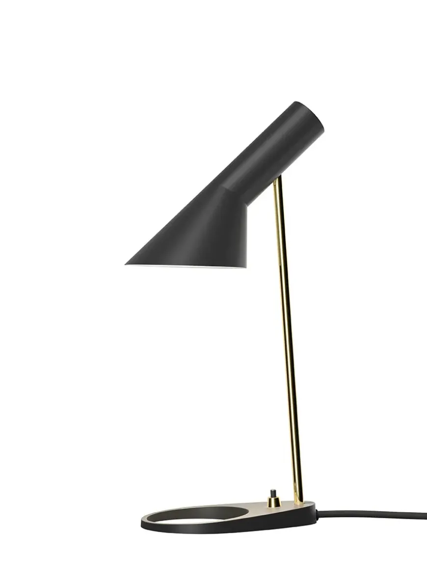 AJ Mini Table Lamp, grey/brass af Arne Jacobsen