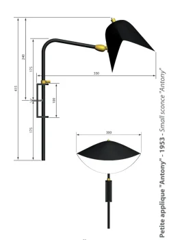 Antony Small Wall Bedside Lamp af Serge Mouille