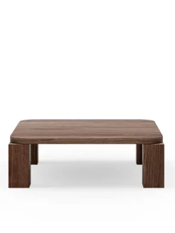 Atlas Sofabord 820x820, Unfilled Travertine fra New Works