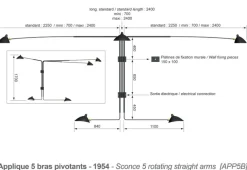 Big Wall Lamp w/5 Rotating Straight Arms af Serge Mouille