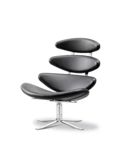 Corona Stol, sort omni 301 læder fra Erik Jørgensen