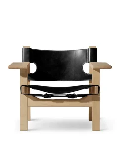 Den Spanske Stol i cognac læder, eg lys olie af Børge Mogensen