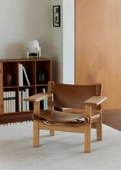 Den Spanske Stol i cognac læder, eg olie af Børge Mogensen