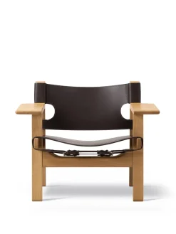 Den Spanske Stol i cognac læder, eg olie af Børge Mogensen