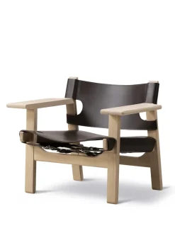 Den Spanske Stol i cognac læder, eg olie af Børge Mogensen