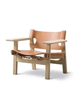 Den Spanske Stol i cognac læder, eg olie af Børge Mogensen