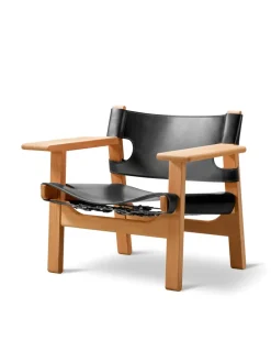 Den Spanske Stol i cognac læder, eg olie af Børge Mogensen