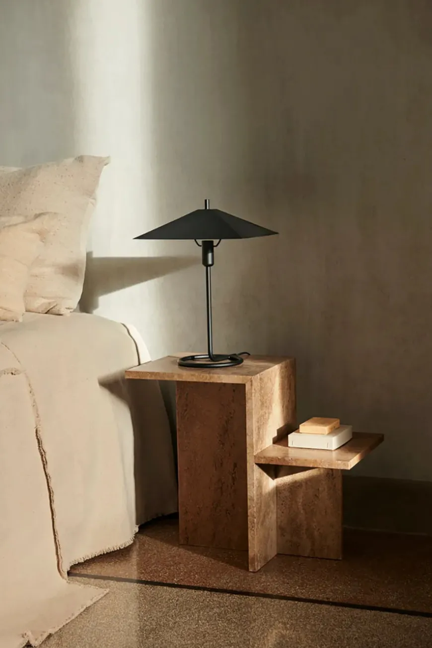 Distinct Side Table, Dark Brown Travertine fra Ferm Living