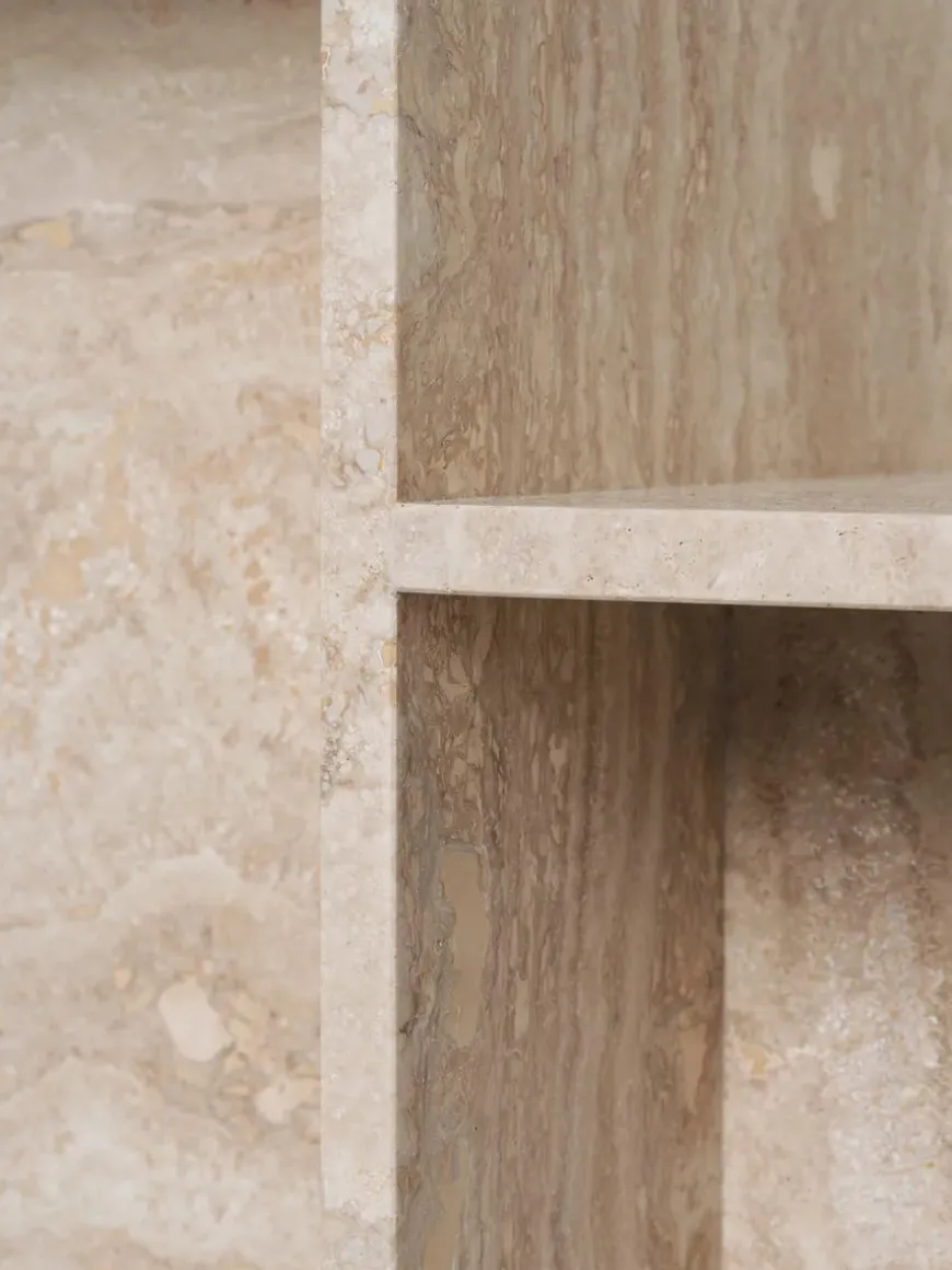 Distinct Side Table, Dark Brown Travertine fra Ferm Living