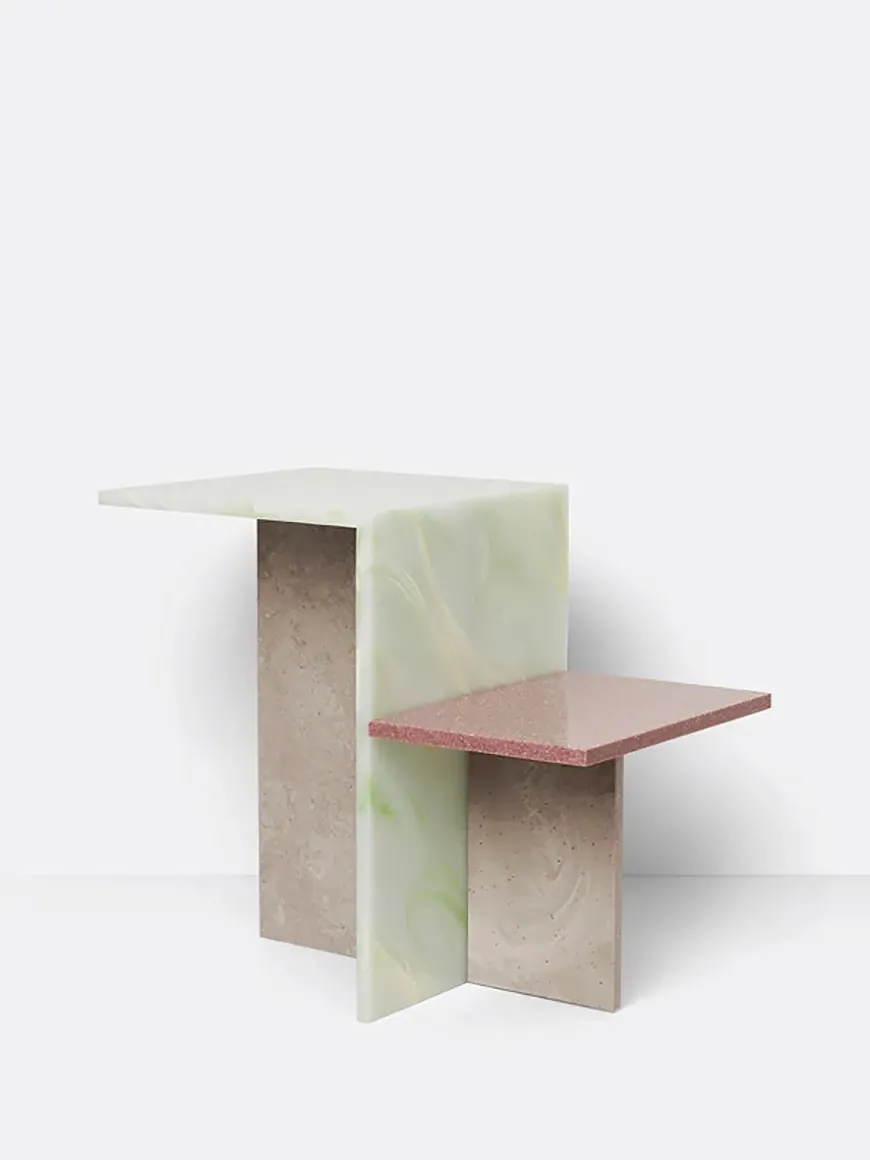 Distinct Side Table, Dark Brown Travertine fra Ferm Living