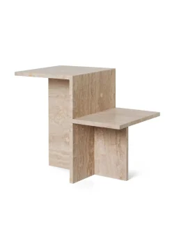 Distinct Side Table, Dark Brown Travertine fra Ferm Living