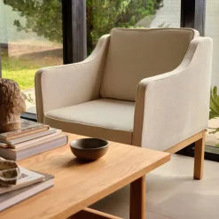 L46 MK155 lænestol, beige tekstil af Mogens Koch