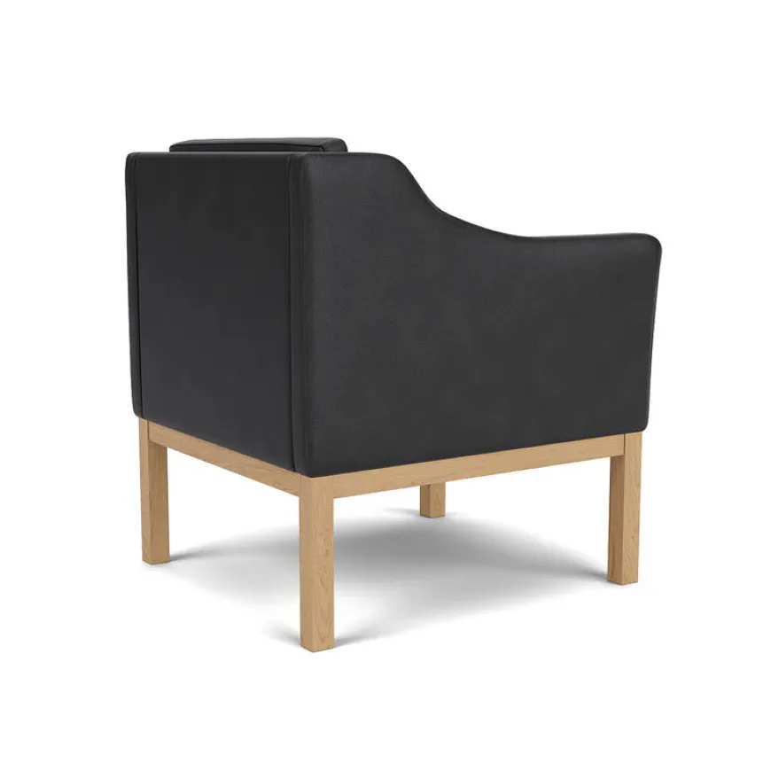 L46 MK155 lænestol, sort læder af Mogens Koch