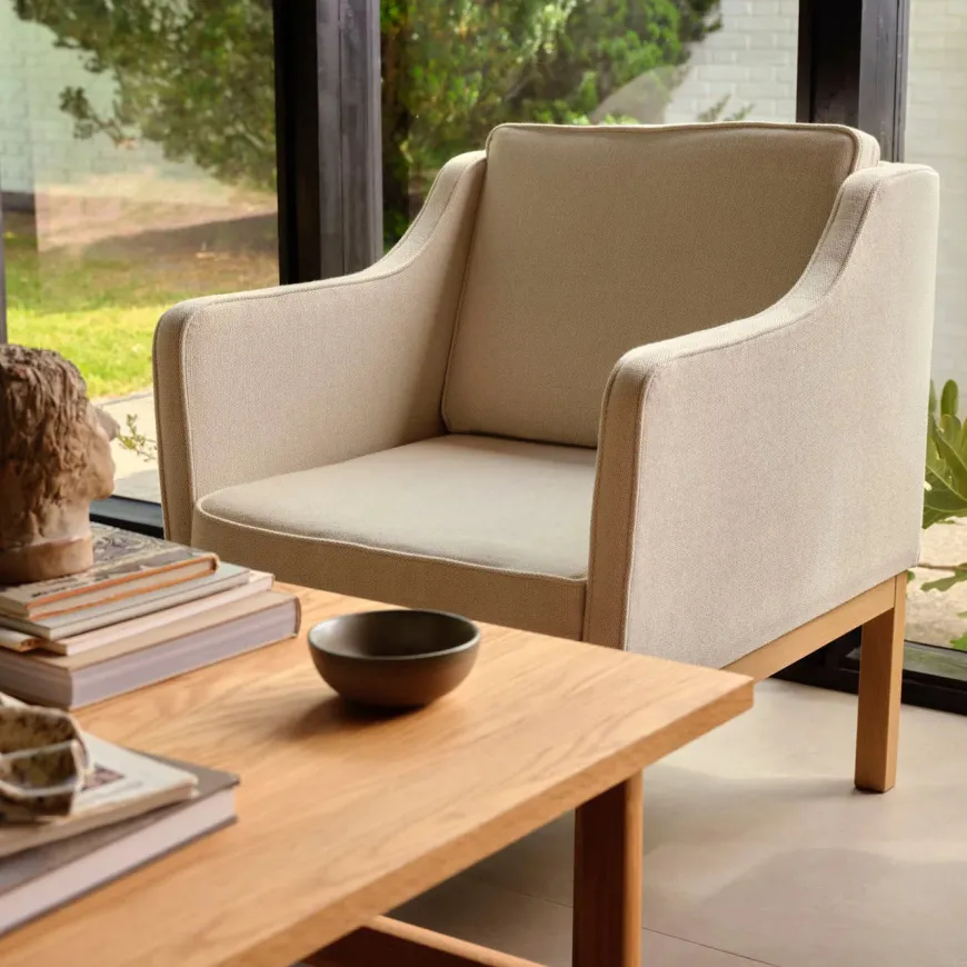 L46 MK155 lænestol, sort læder af Mogens Koch