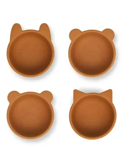 Malene silikoneskåle 4-pak, mustard fra Liewood