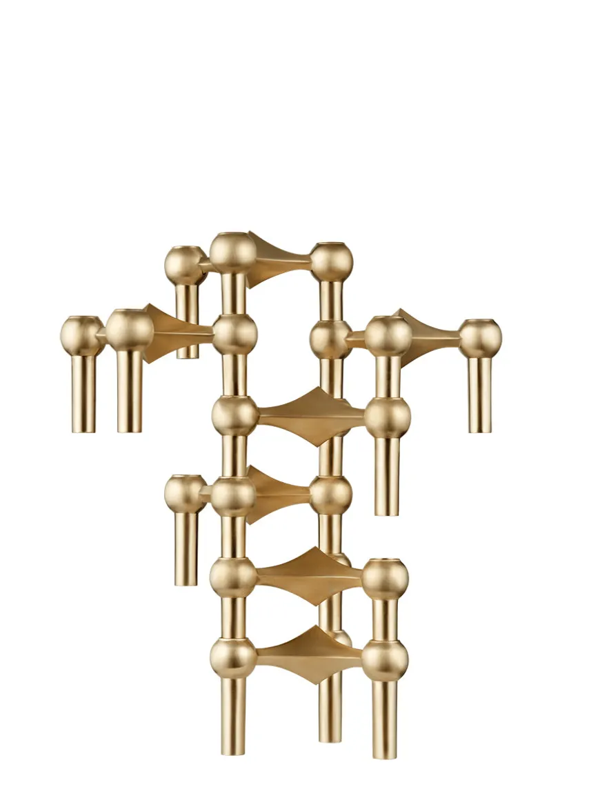 Nagel Lysestage, børstet messing fra STOFF Nagel