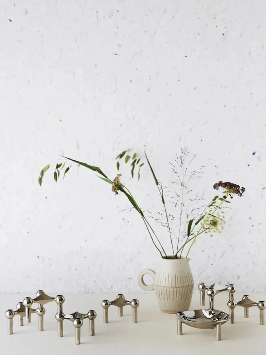 Nagel Lysestage, børstet messing fra STOFF Nagel