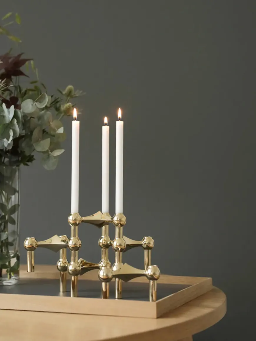 Nagel Lysestage, børstet messing fra STOFF Nagel