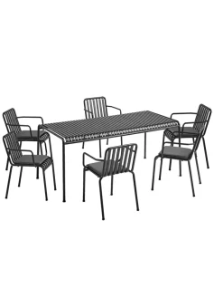 Palissade sæt, 6 armstole og bord i sky grey fra HAY