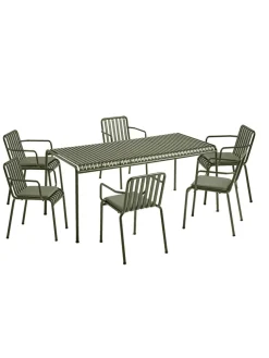 Palissade sæt, 6 armstole og bord i sky grey fra HAY