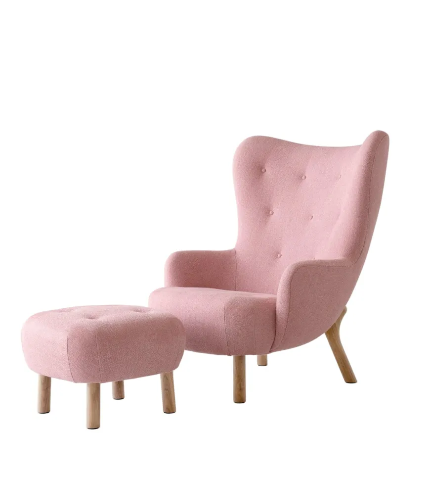 Petra VB3 inkl. Skammel, sheepskin moonlight fra &Tradition