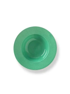 Rhombe dyb tallerken, grøn Ø24,5 cm fra Lyngby Porcelæn