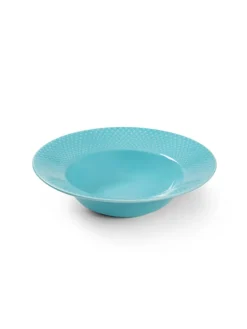 Rhombe dyb tallerken, turkis Ø24,5 cm fra Lyngby Porcelæn