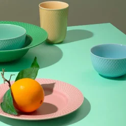 Rhombe dyb tallerken, turkis Ø24,5 cm fra Lyngby Porcelæn