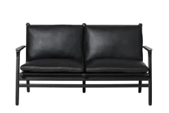 Rén Lounge sofa 2. pers natur eg, sort læder fra Stellar Works