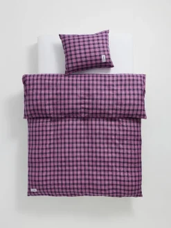 Rodeo Duvet Cover, neon blue check fra Magniberg