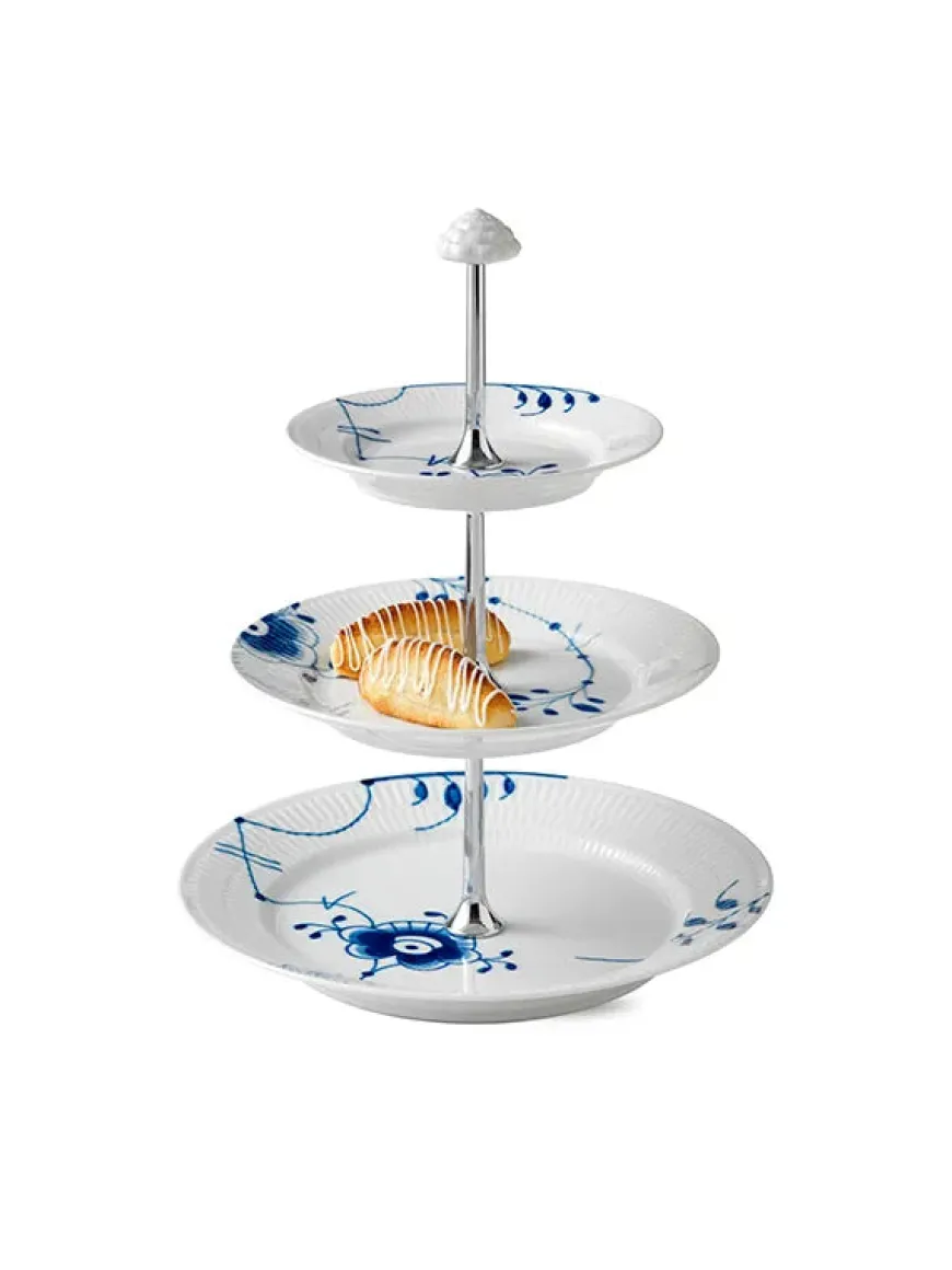 Royal Copenhagen Blå Mega Riflet, étagère 3 lag