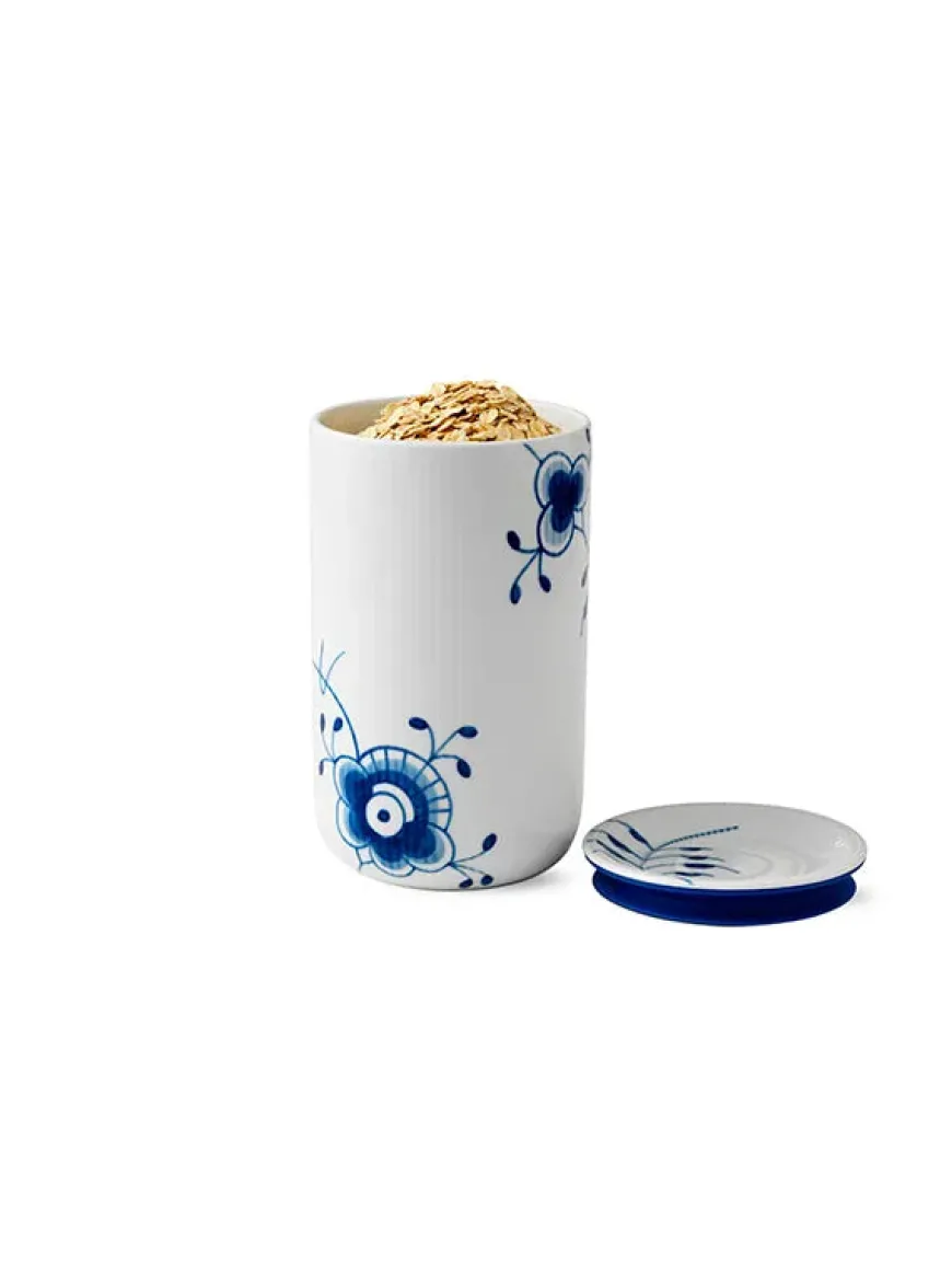 Royal Copenhagen Blå Mega Riflet, opbevaringskrukke stor