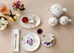 Royal Copenhagen Flora højhankskop med underkop, Stedmoderblomst