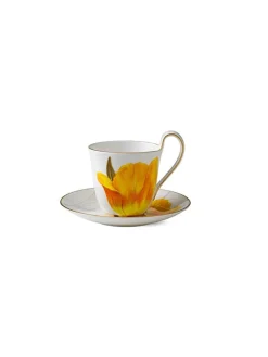 Royal Copenhagen Flora højhankskop med underkop, Tulipan