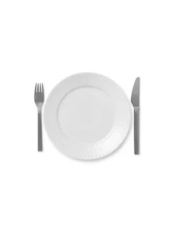 Royal Copenhagen Hvid Riflet, tallerken 22 cm