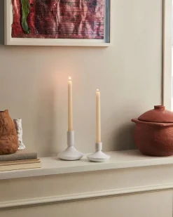 Royal Copenhagen Hvid Riflet Lysestage, 8 cm