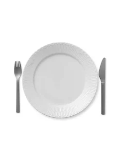 Royal Copenhagen Hvid Riflet, tallerken 27 cm