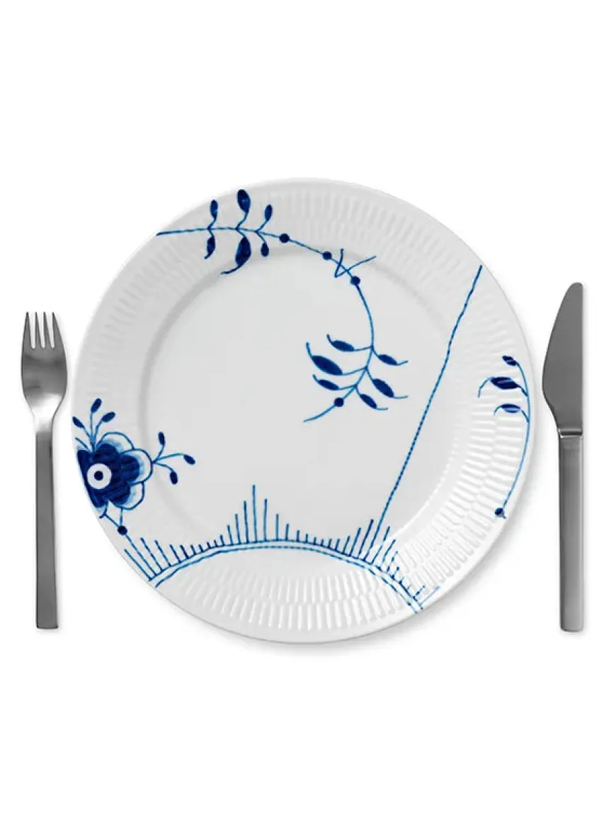 Royal Copenhagen Sort Mega Riflet, tallerken 27 cm