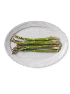 Royal Copenhagen Sort Mega Riflet, oval tallerken 28 cm