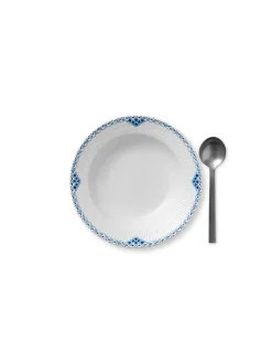 Royal Copenhagen Sort Mega Riflet, dyb tallerken 21 cm