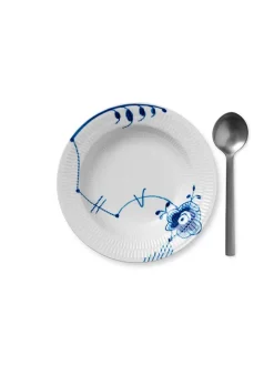 Royal Copenhagen Sort Mega Riflet, dyb tallerken 21 cm