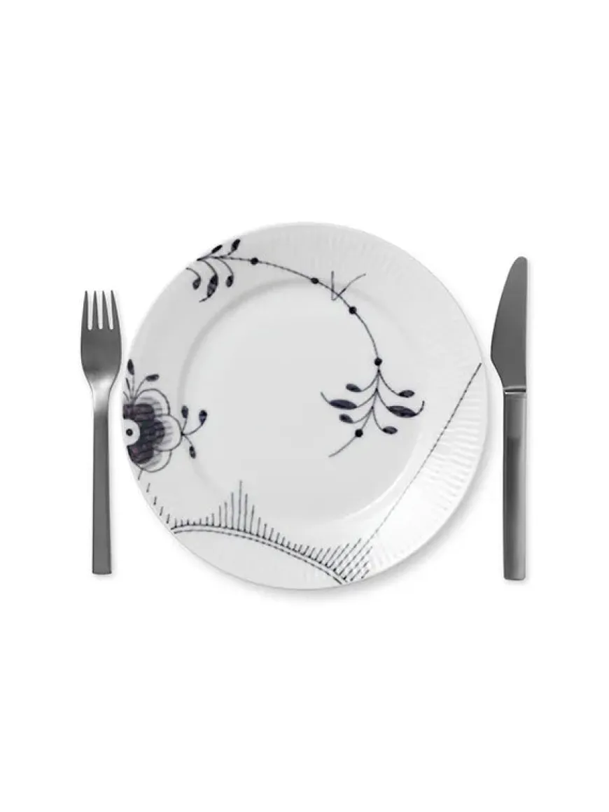 Royal Copenhagen Sort Mega Riflet, tallerken 22 cm