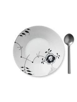 Royal Copenhagen Sort Mega Riflet, dyb tallerken 24 cm