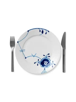 Royal Copenhagen Sort Mega Riflet, tallerken 22 cm