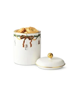 Royal Copenhagen Stjerne Riflet Jul, krukke med låg 16 cm