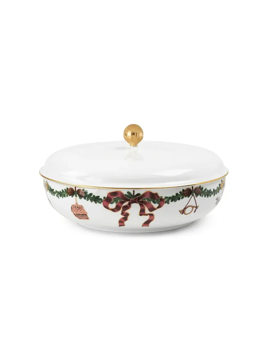 Royal Copenhagen Stjerne Riflet Jul, skål med låg 21 cm
