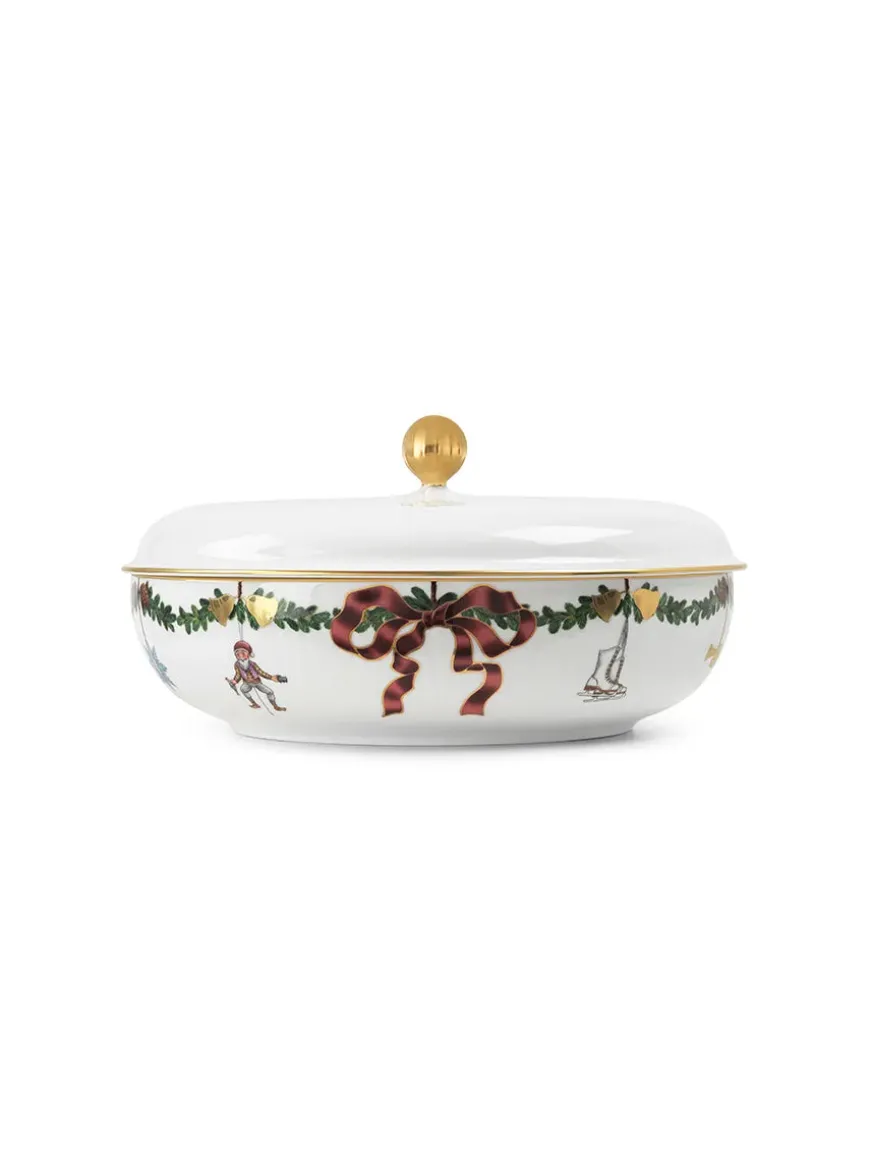 Royal Copenhagen Stjerne Riflet Jul, skål med låg 21 cm