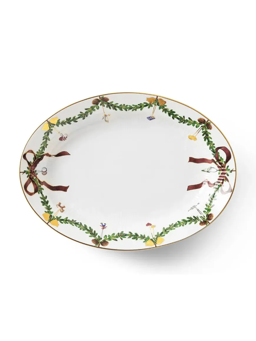 Royal Copenhagen Stjerne Riflet Jul Fad ovalt, 34 cm